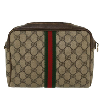 GUCCI EC Canvas Web Sherry Line Clutch Bag Beige Red 27004998  th3783