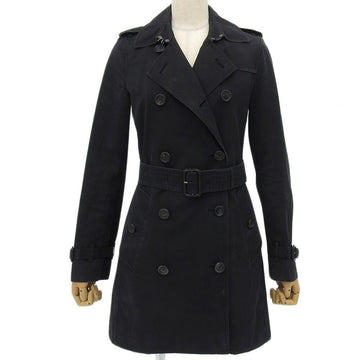 Burberry Kensington Trench Coat Black Cotton