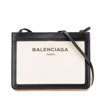 Balenciaga Canvas Leather Navy Pochette Shoulder Bag 390641