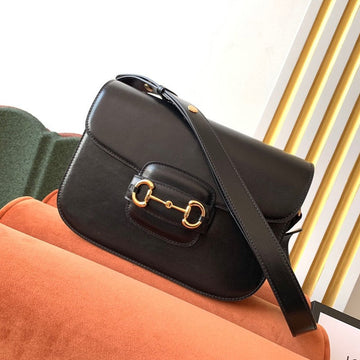 EC 1955 Horsebit Bag 25cm Black Calfskin Gold Hardware