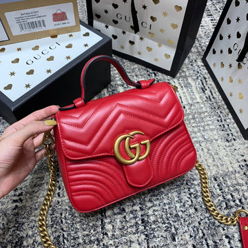 EC Marmont 21cm Mini Top Red Calfskin Gold Hardware