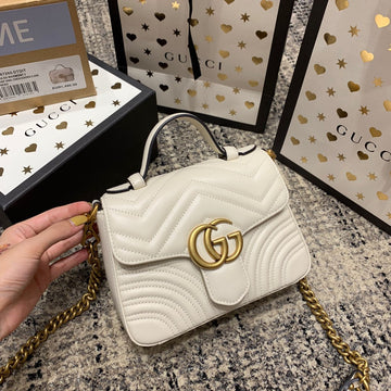 EC Marmont 21cm Mini Top White Calfskin Gold Hardware