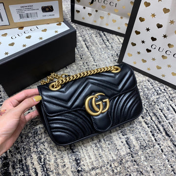 EC Marmont 22cm Black Calfskin Gold Hardware