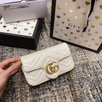 EC Marmont Mini 16.5cm White Calfskin Gold Hardware