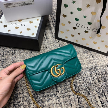EC Marmont Mini 16.5cm Turquoise Calfskin Gold Hardware