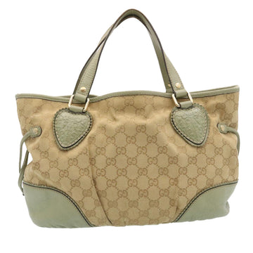 GUCCI EC Canvas Tote Bag Fringe Beige Green  yk3822