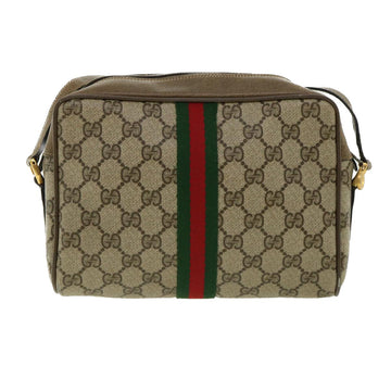 GUCCI EC Canvas Web Sherry Line Shoulder Bag Beige Green 98.02.004  yk5881B