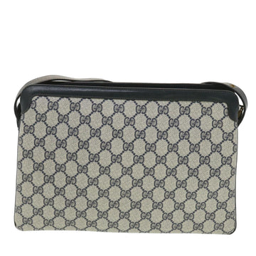GUCCI EC Canvas Sherry Line Shoulder Bag PVC Leather Gray Red Navy