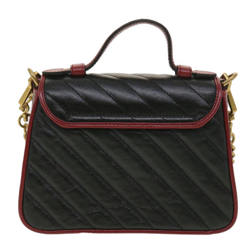 GUCCI EC Marmont Hand Bag Leather 2way Black 583571 Auth yk6261
