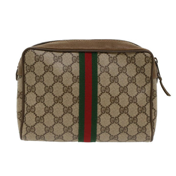 GUCCI EC Canvas Web Sherry Line Clutch Bag Beige Red Green 39.01.012  yk7950