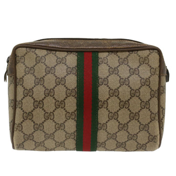 GUCCI EC Canvas Web Sherry Line Clutch Bag Beige Red Green 56.01.012  yk8055