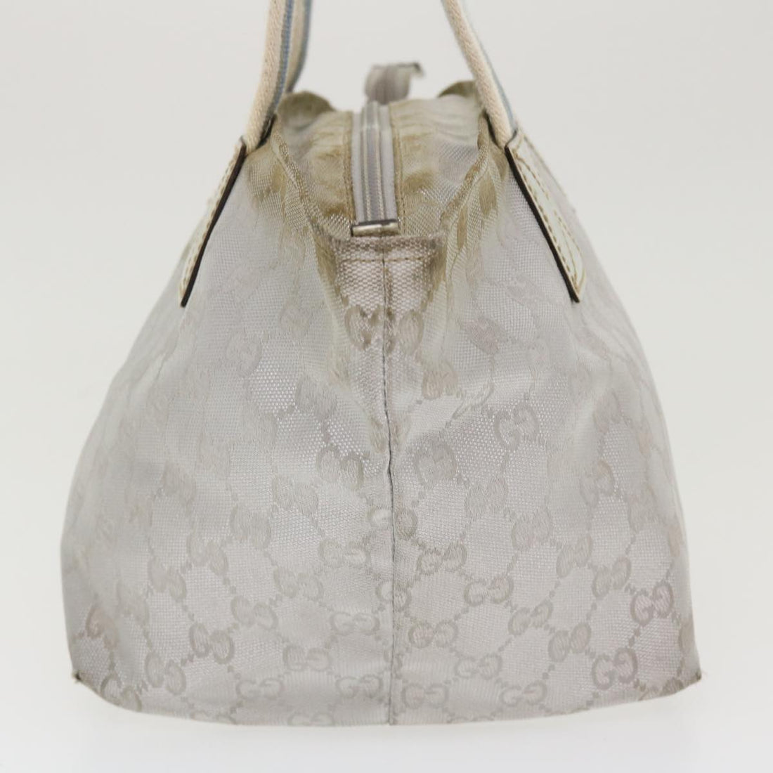GUCCI EC Canvas Sherry Line Tote Bag Silver Blue gray 131223  yt974